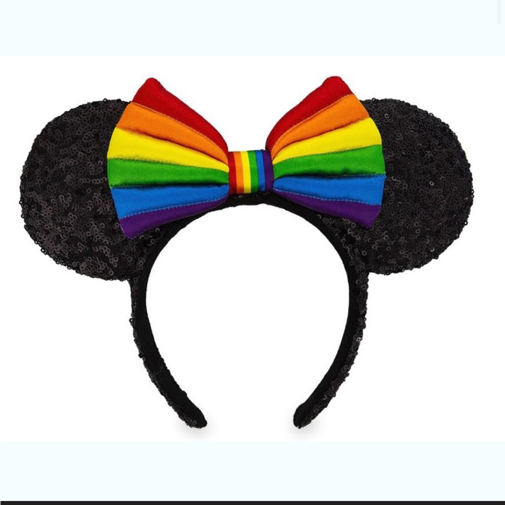 Disney Black Sequin Ears with Rainbow Bow